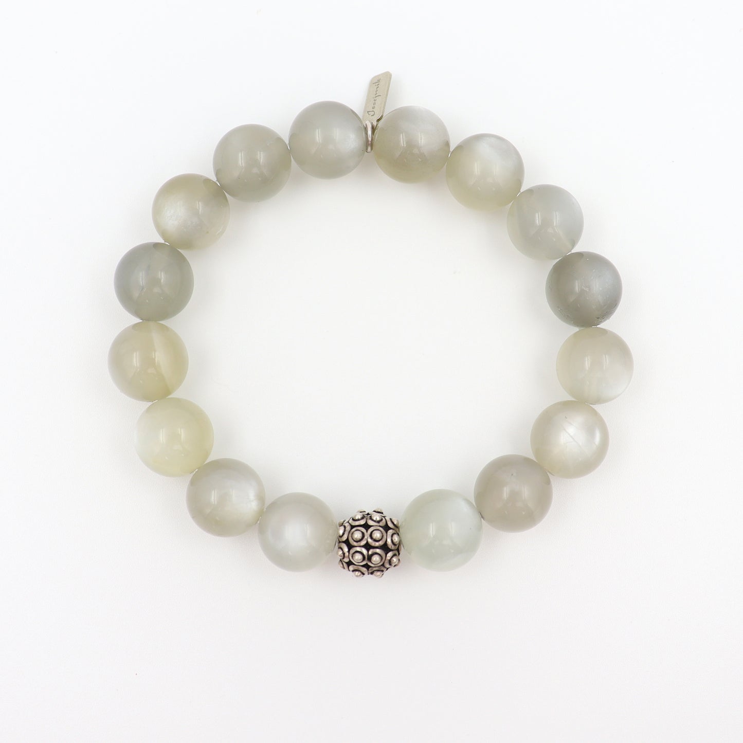 Grey Moonstone with Silver Bead